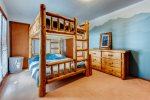 Guest room with full size bunk bed and futon 